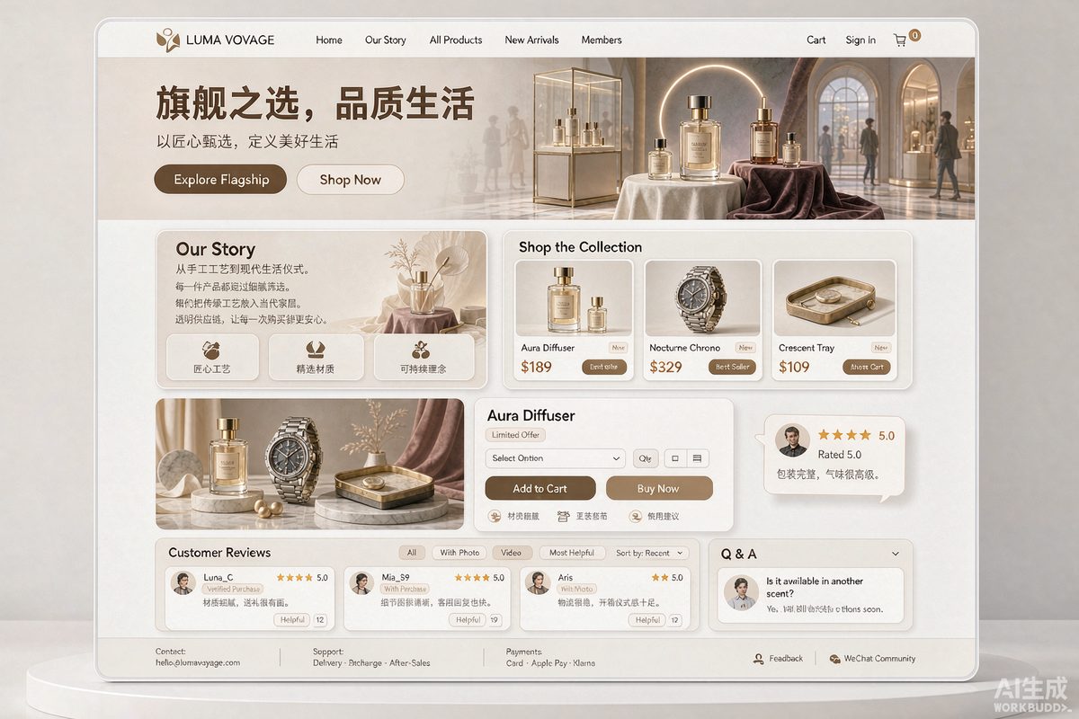 品牌商城官网网站效果示意图 — 电商零售行业「品牌 · 转化」官网模板